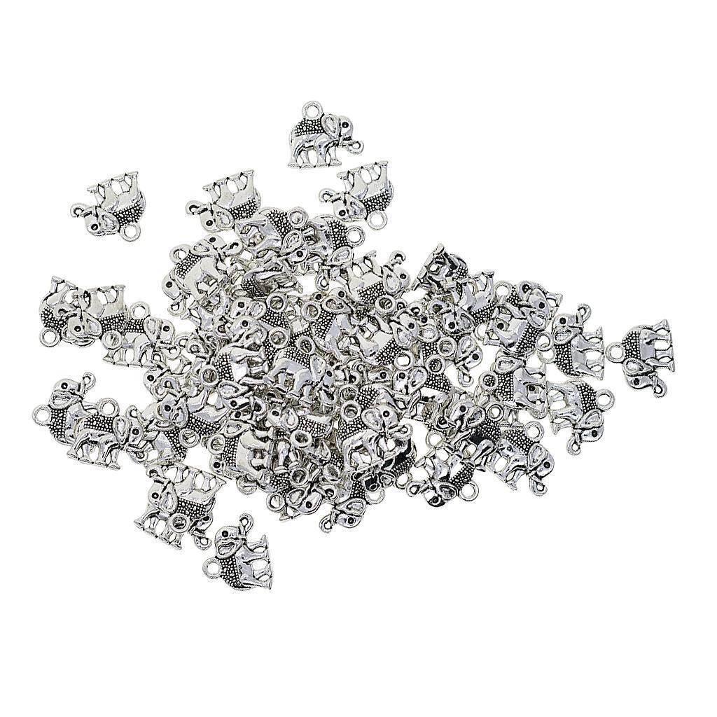 50x Elephant Shape Alloy Pendants Charms for DIY Bracelet Necklace Earrings