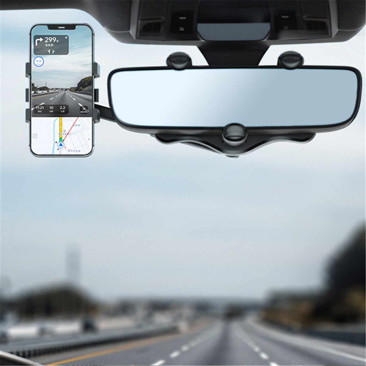 360° Rotatable And Retractable Car Phone Holder Multifunctional Rearview Mirror
