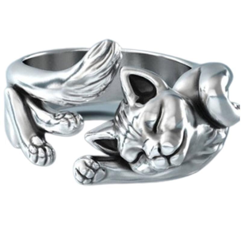 Creative Animal Ring Adjustable Cat Rings Women Girls Clothing Ornament Rings