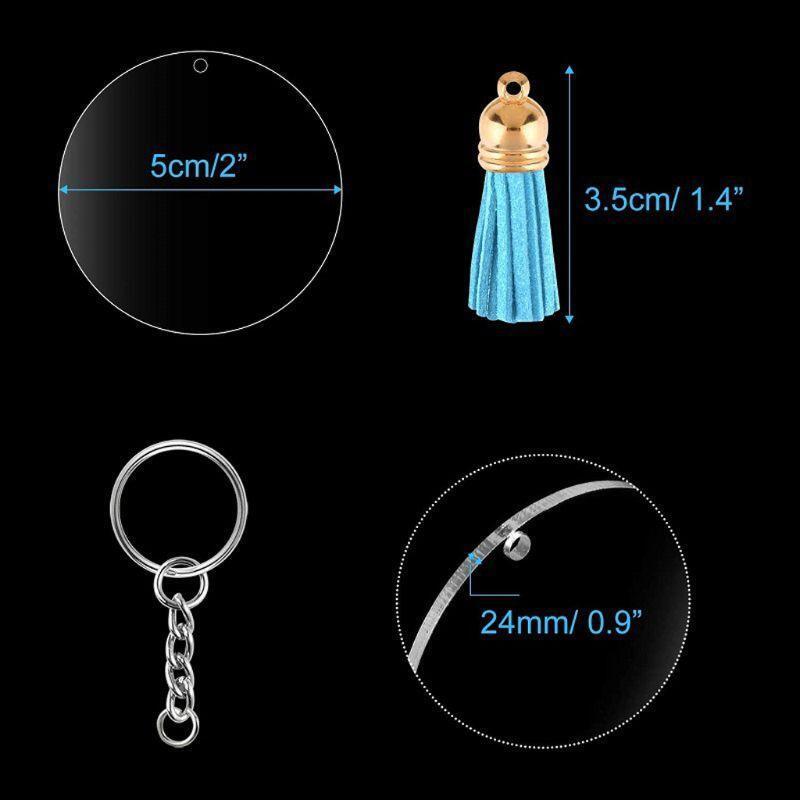 90 Pieces Acrylic Keychain Blanks Acrylic Transparent Circle Discs Clear Disc