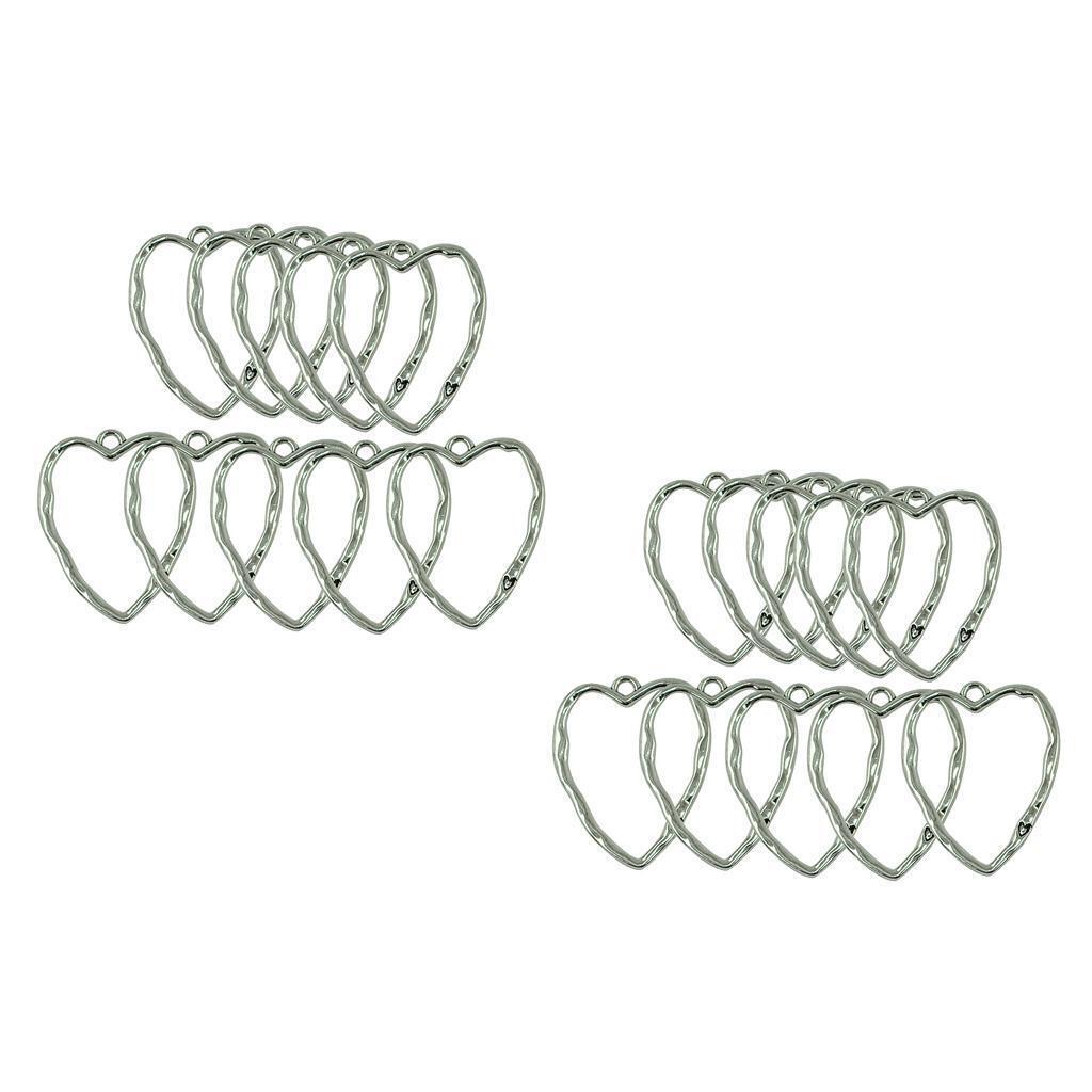 20PCS ALLOY LOVE HEART HOLLOW OUT CHARM NECKLACE PENDANT DIY JEWELRY 50x41mm