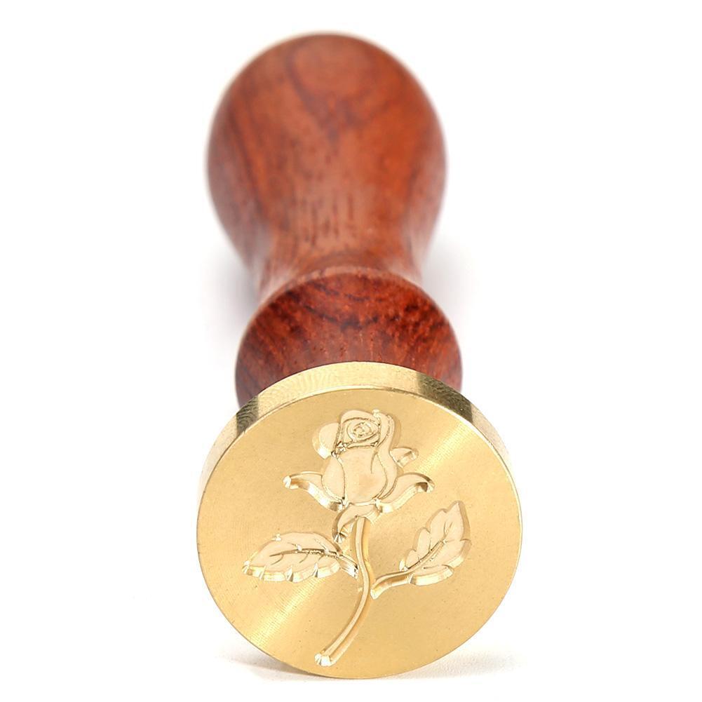 DIY Wax Seal Stamp Rose Pattern Fire Painting for Stamping Envelope (C)