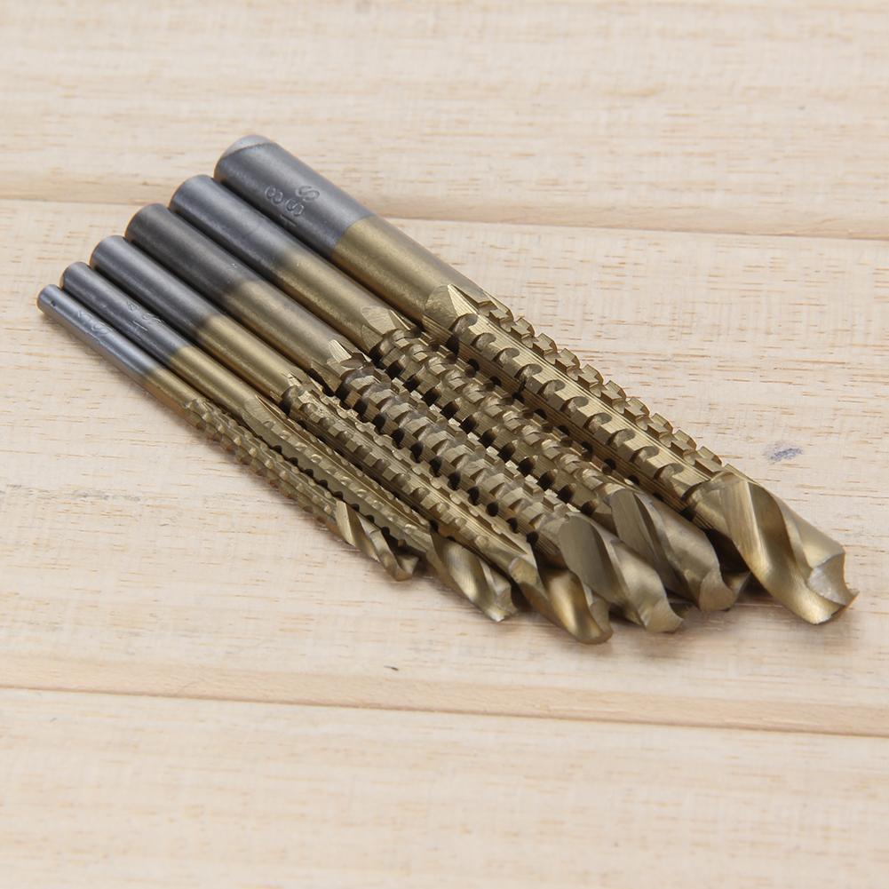 6Pcs HSS High Speed Steel Titanium Coated Drill Bit Set 3/4/5/6/6.5/8mm