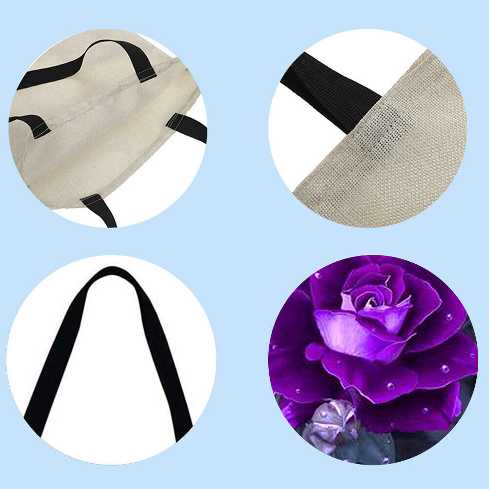 purple Rose Printed Shoulder Shopping Bag Casual Large Tote Handbag 40*40CM