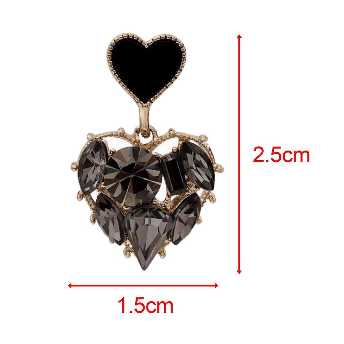 heart Stud Earrings Rhinestone 925 Alloy Jewelry Comfortable Bling Heart Stud
