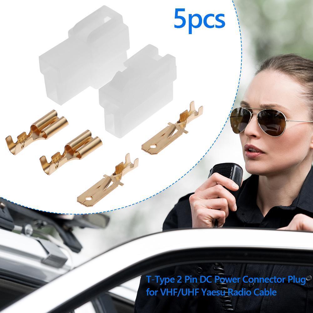 5pcs T-Type 2 Pin DC Power Connector Plug for VHF/UHF Yaesu Radio Cable