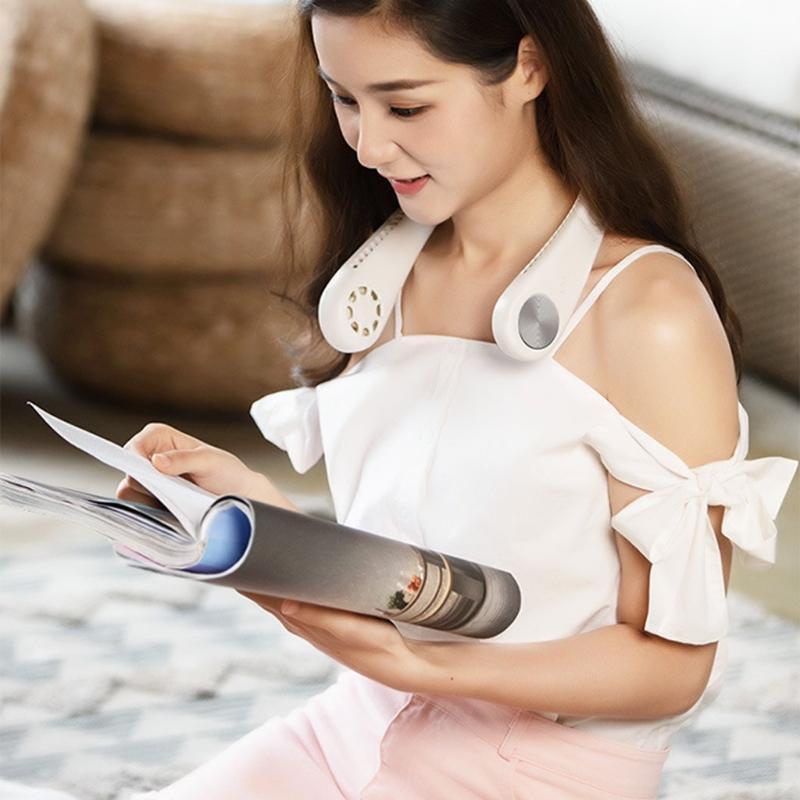 Creative Bladeless Necklace Fan Portable Hanging Neck Fan USB Charging Cooler