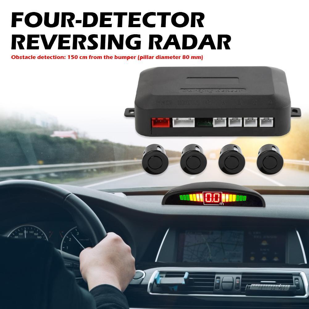 4 Sensors LED Display Car Parking Sensor Kit Radar Monitor System (Black)