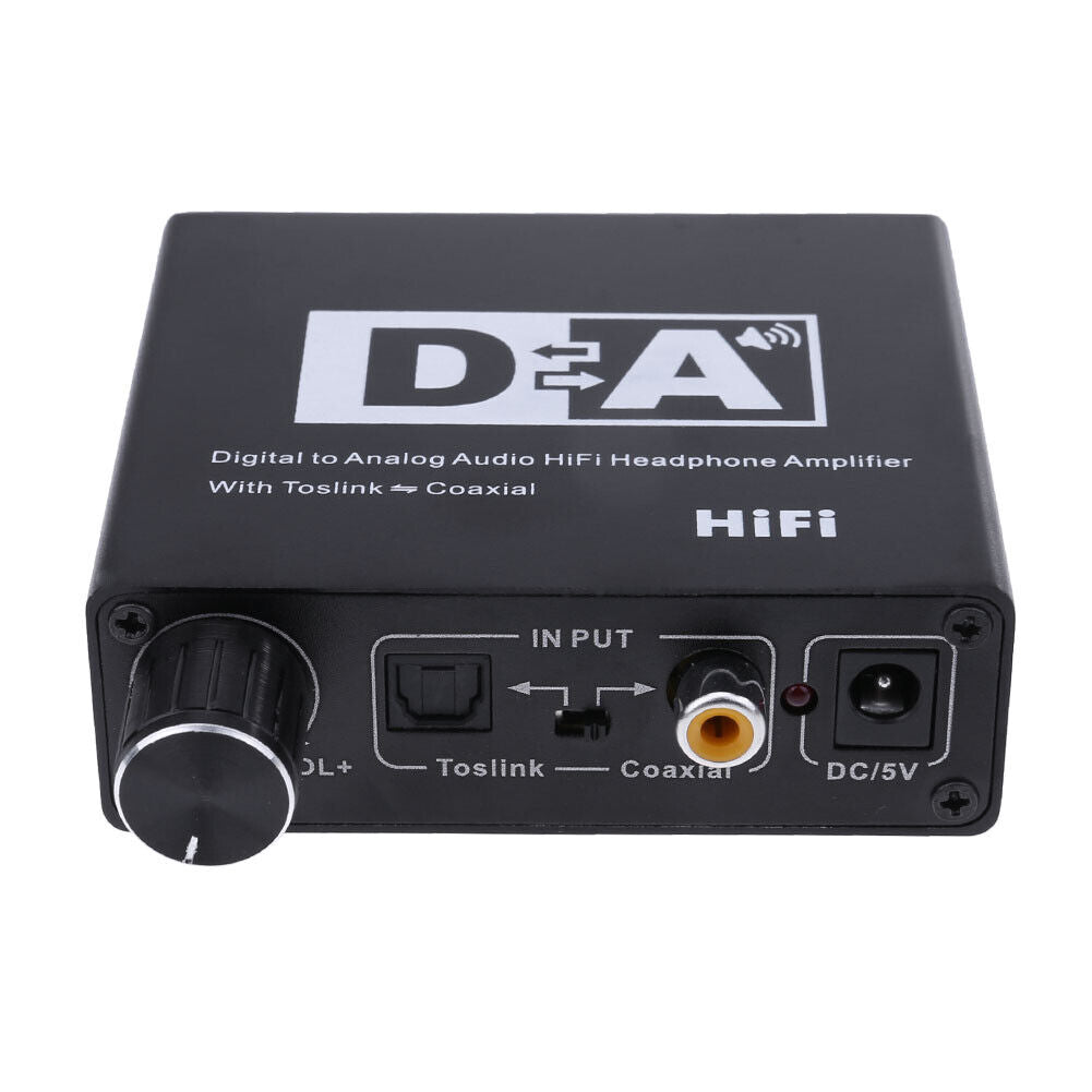 Digital to Analog Audio Headphone Amplifier with Toslink to Coaxial Adapter