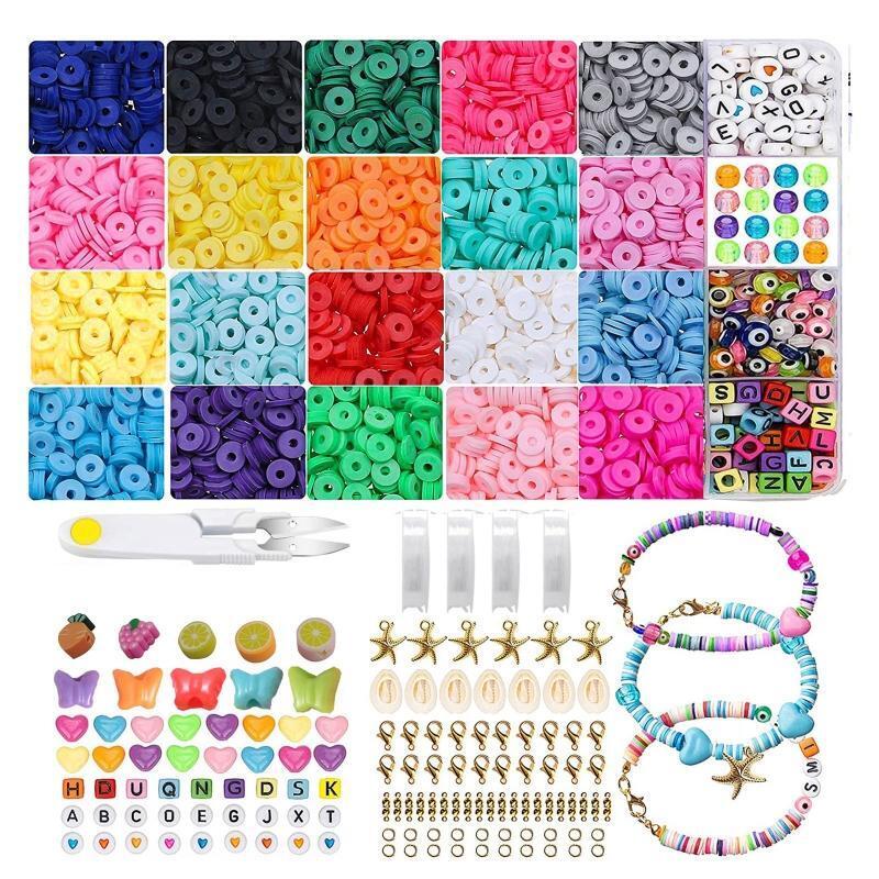 5000 Pcs Soft Clay Beads Flat Round Polymer Clay Beads DIY Jewelry Marking Kit