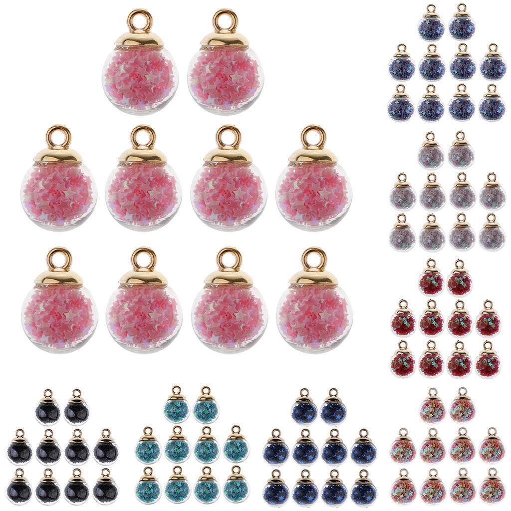 30 Pieces 16mm Mixed Tiny Star Glass Ball Charms Pendant Earring Jewelry DIY