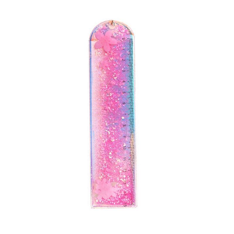 Exquisite Straight Ruler Flurescent Quicksand Deisgn Creative Plastic Ruler