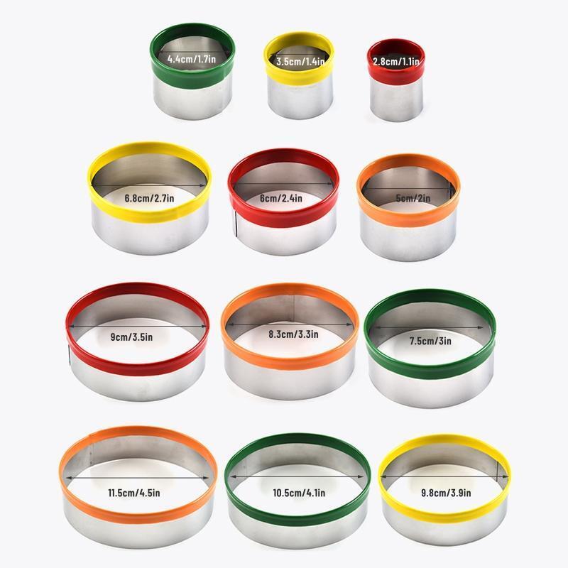 12 Pack Round Cookie Cutter Set Mousse Rings Biscuit Moulds Cookie Molds