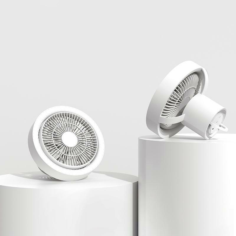 2 in 1 Camping Fan Hanging Oscillating Fan with LED Lamp 4000mAh 7'' Tent Fan