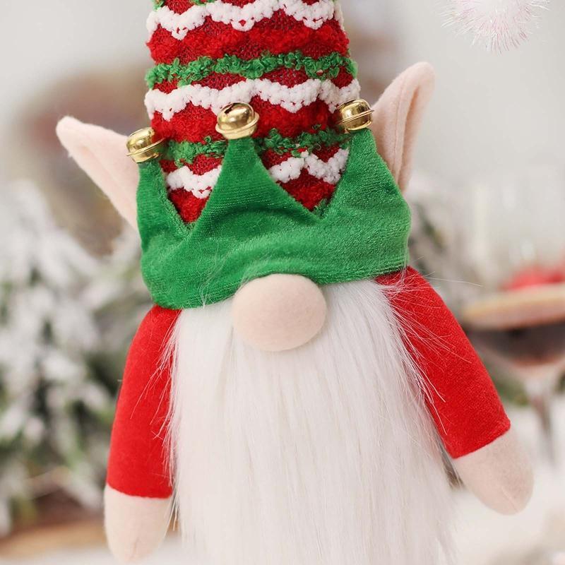 Christmas Wine Bottle Covers Set of 2 Striped Hat Gnome Decoration Accessory