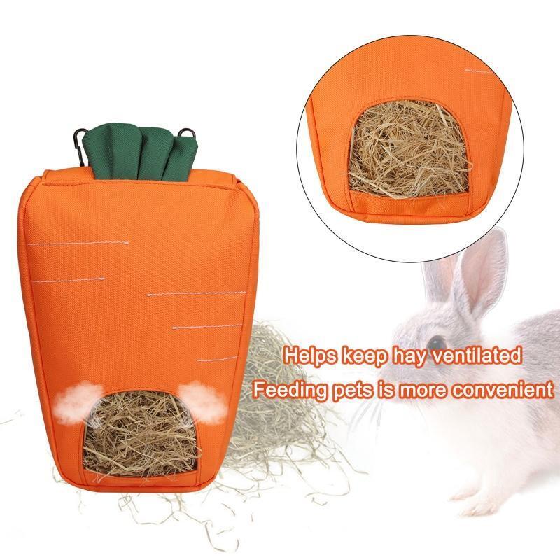 Rabbit Hay Feeder Carrot Shaped Bag Hanging Feeding Storage Sacks for Guinea Pig