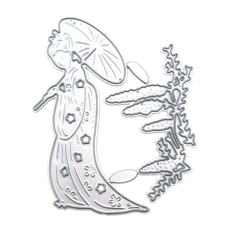 Antiquity Beauty with Umbrella Carbon Steel Cutting Dies DIY Scrapbooking Photo
