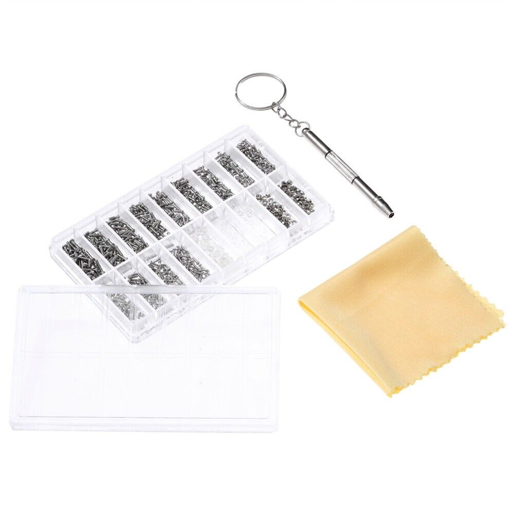 900Pcs Small Screws Glasses Repair Kit Eyeglass Screwdriver With a Plastic Case