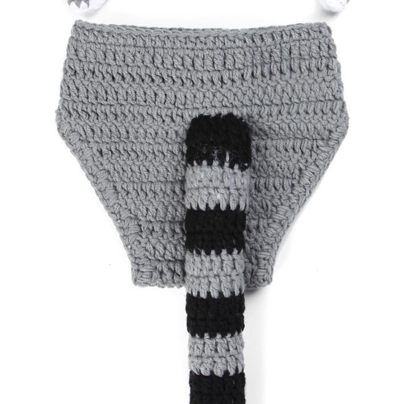 Handmade Tanuki Knit Hat Beanie Hat Shorts Set Photo Prop for Babies 0-3 Months