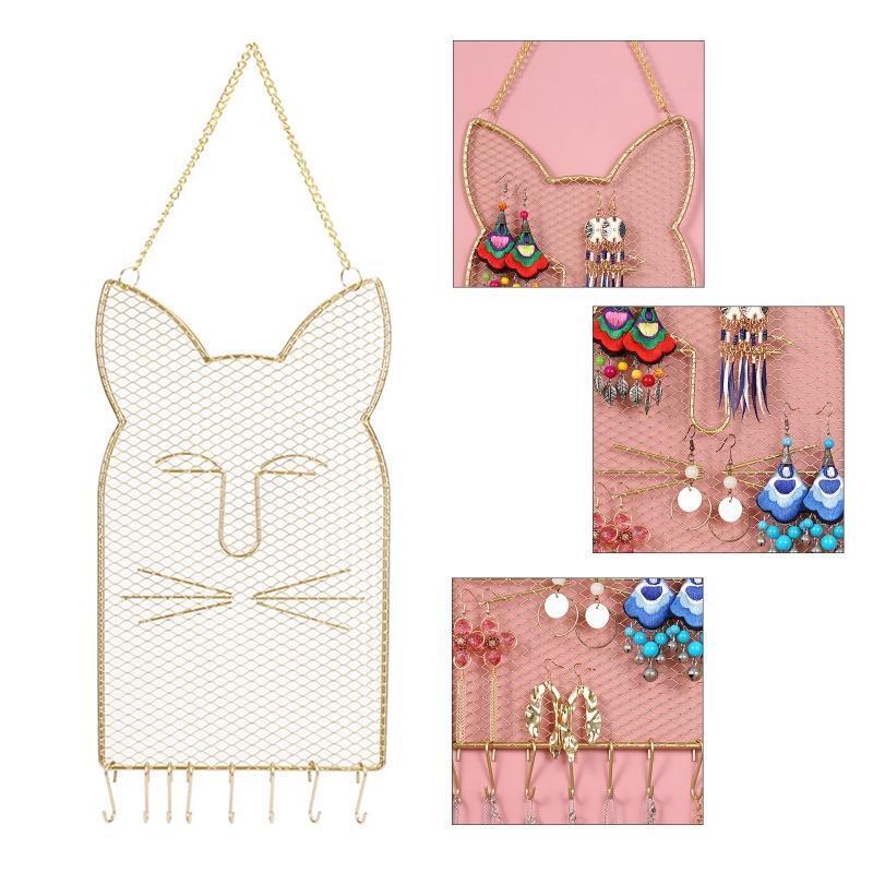 Metal Cat Ear Wall Hanging Jewelry Rack Display Holder Bracket for Ring Necklace