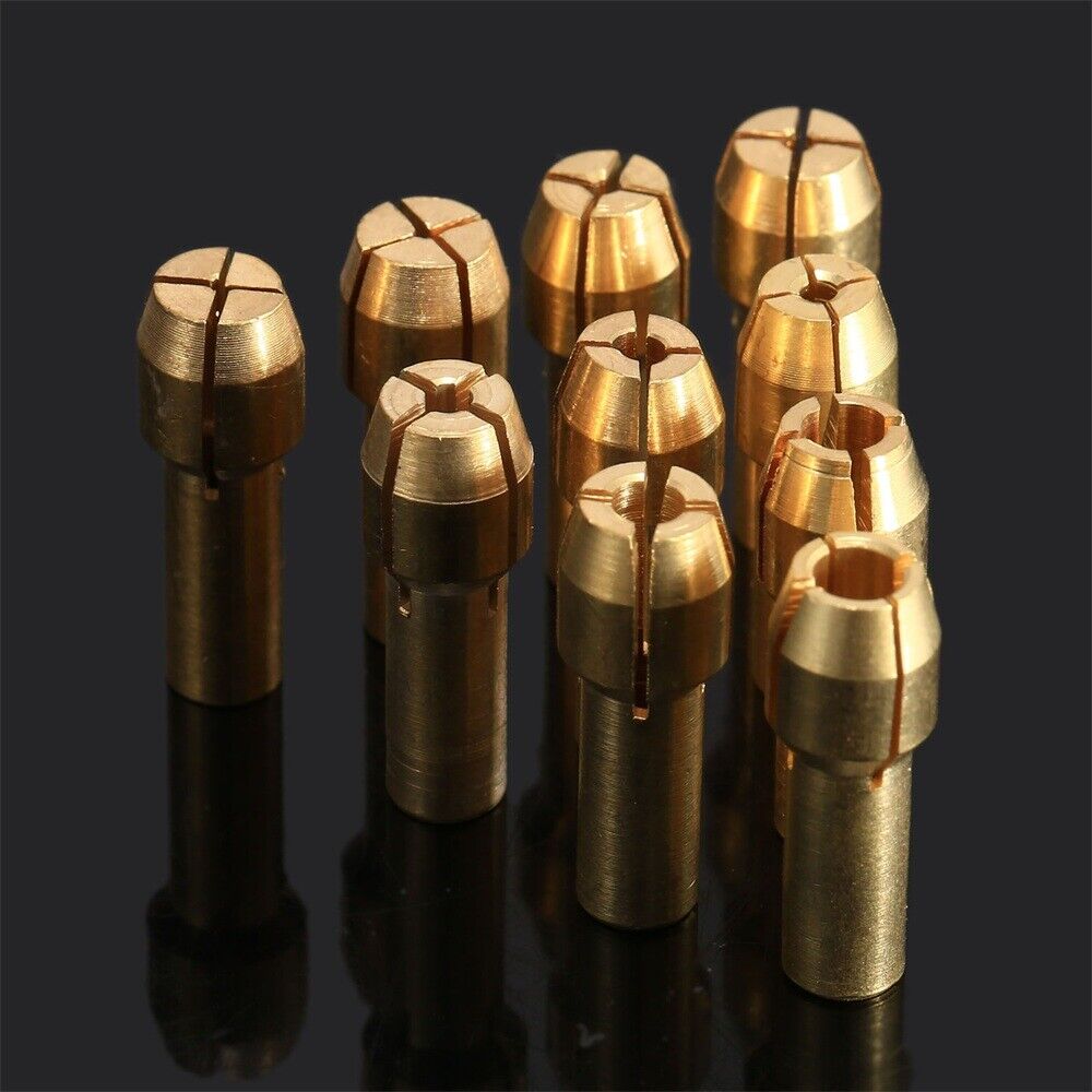10pcs 0.5-3.2mm Brass Collets Chucks 4.8mm Shank Metalworking Power Rotary Tools