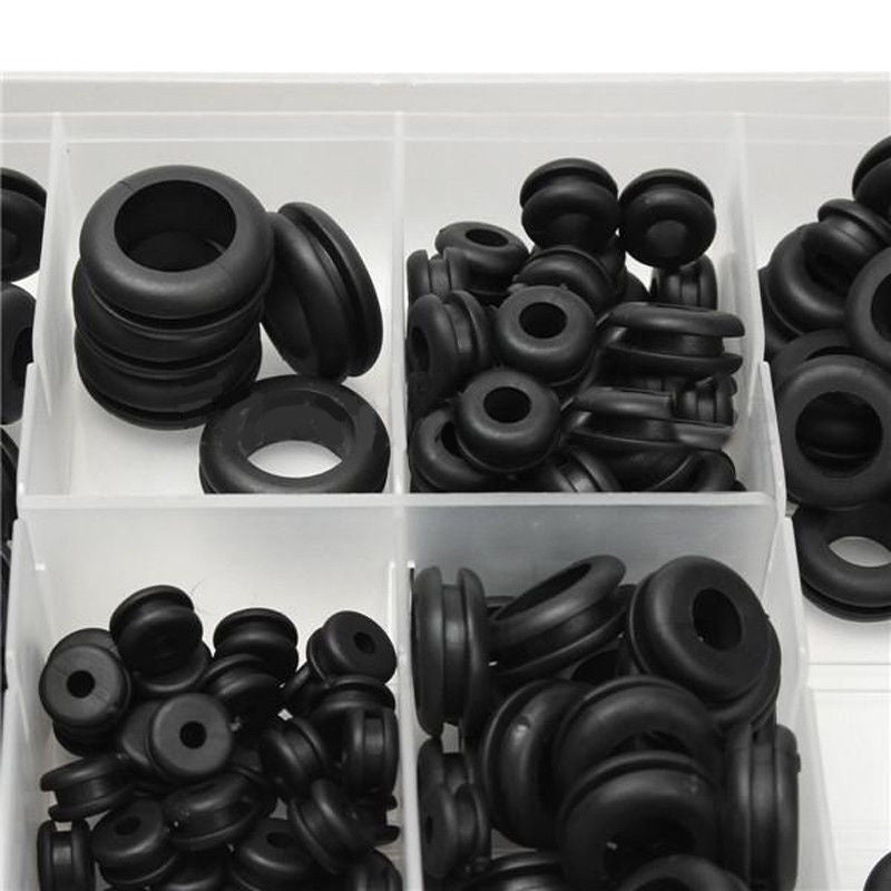 180pcs Black Rubber Grommet Assortment Sealing Wire Gasket Kit 8 Popular Sizes