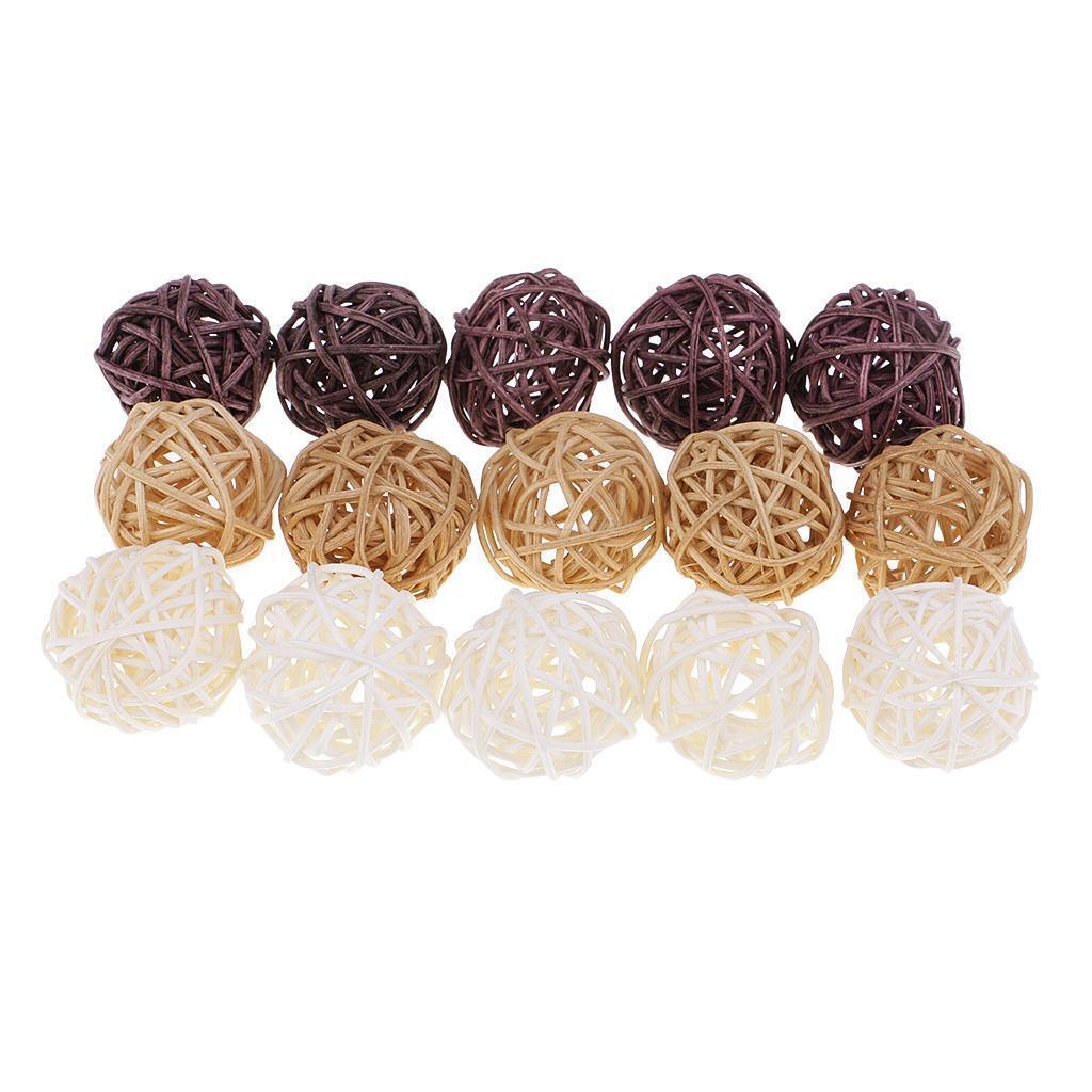45Set 3cm Wicker Rattan Balls Home Christmas Wedding Party Decorative Crafts