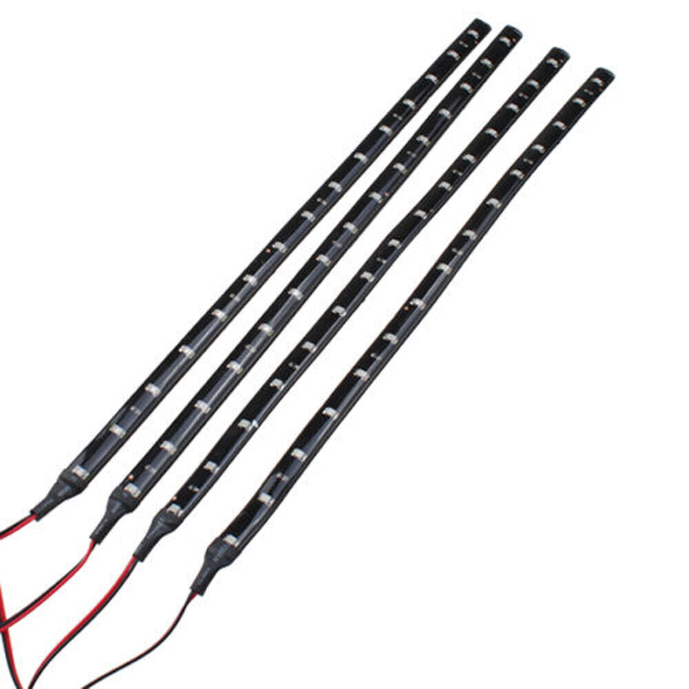 Blue 4pcs 30CM/15 LED Car Motors Truck Flexible Strip Light Waterproof 12V