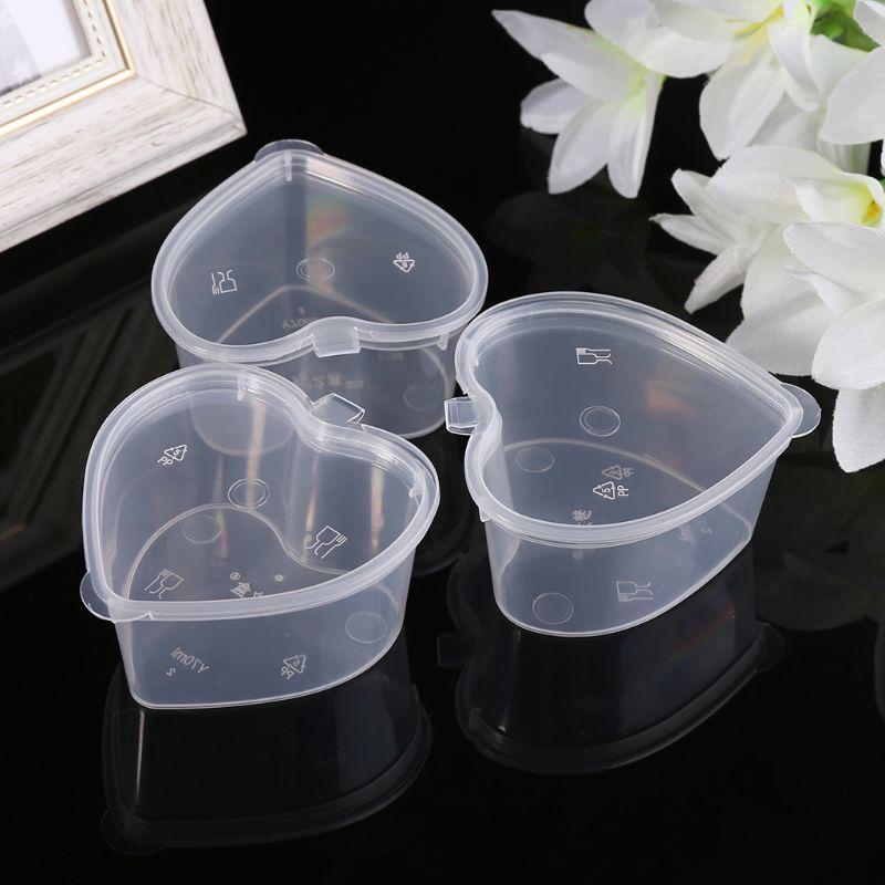 10Pcs Disposable Jello Shot Cups Set Of 70ml Heart Shaped Sauce Pot Container