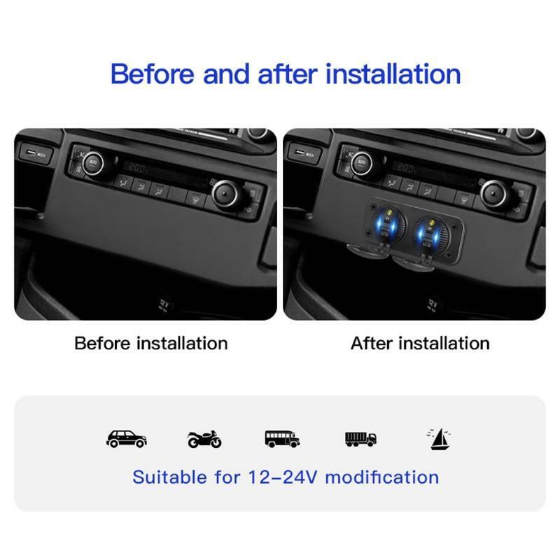 12V/24V Dual QC3.0 USB 18W Fast Type C PD USB-C Car Charger Socket Power Outlet