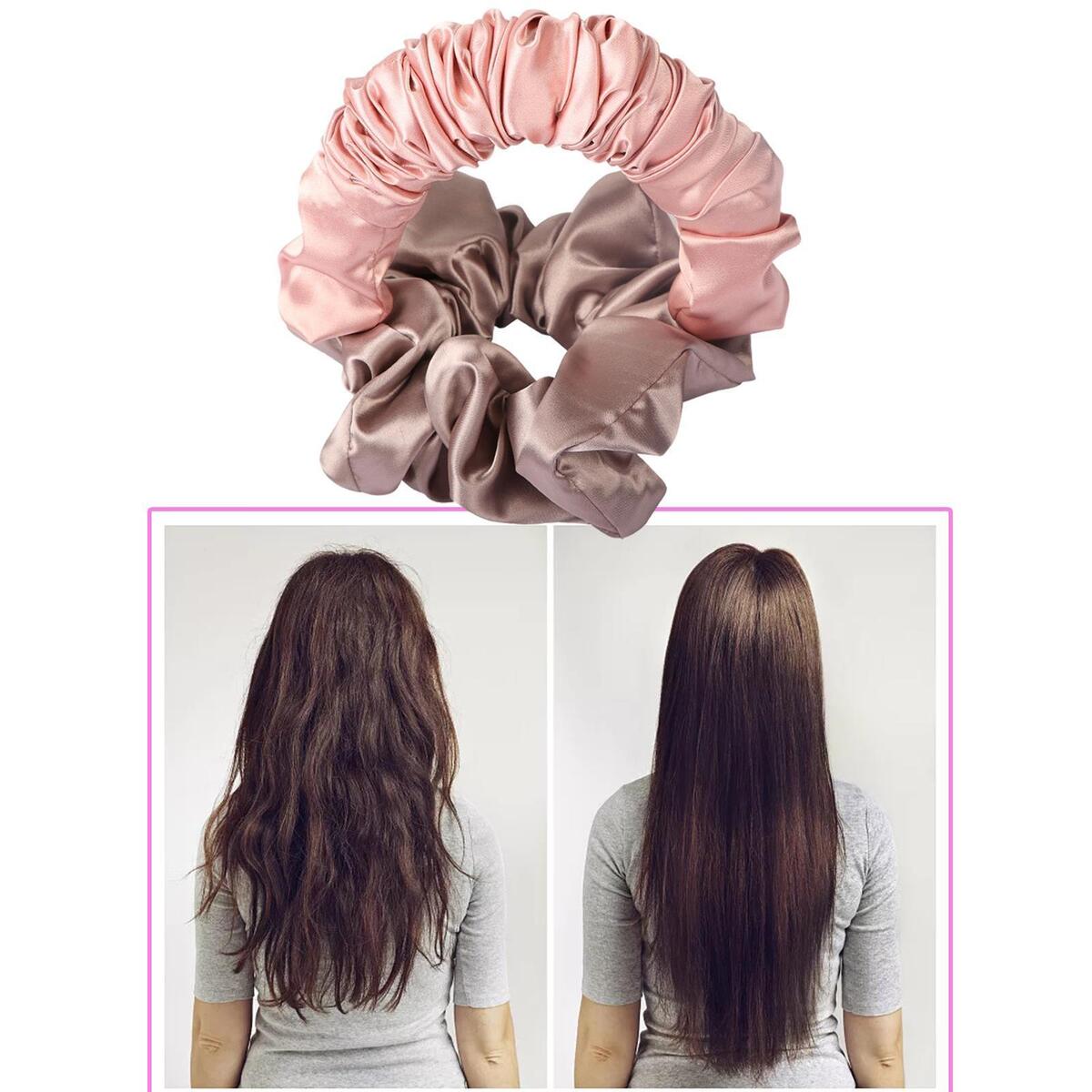 Sleeping Heatless Curling Rod Hair Curl Rod Silk Ribbon Headwear Women Pink