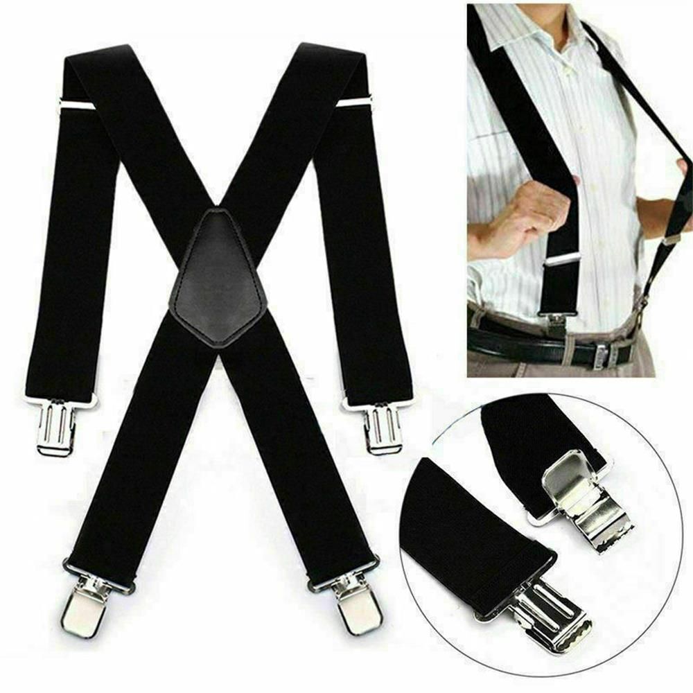 50mm Adjustable Strap Clip Elastic Braces Solid Color Mens Braces Suspenders