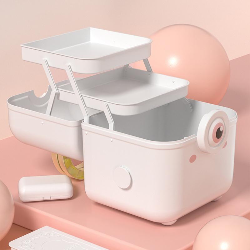Portable Medicine Storage box Family Medicine Organizer Box  With Lock 3 layers