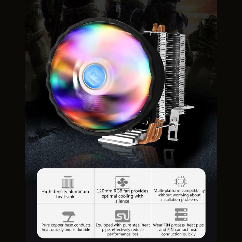 CPU Radiator Mute Double Heat Pipe intel/amd Multi-platform Computer Chassis Fan