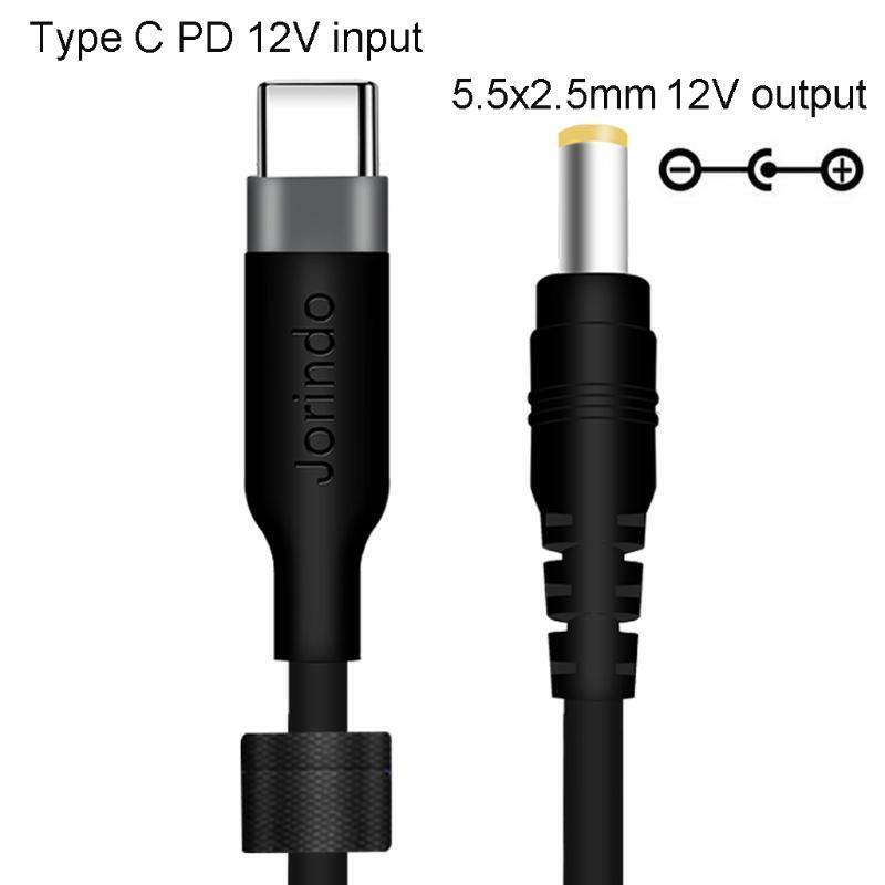 USB C PD to 12V 5.5x2.5mm Power Cable for LED Light LCD Monitor CCTV Camera Fan