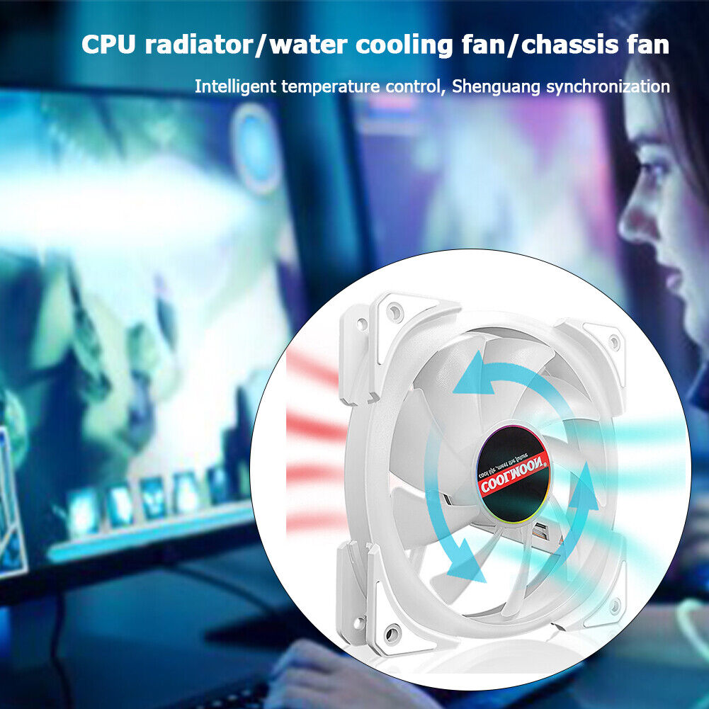 COOLMOON 12cm Cooling Fan 4Pin PWM 5V 3Pin ARGB PC Case CPU Computer Cooler
