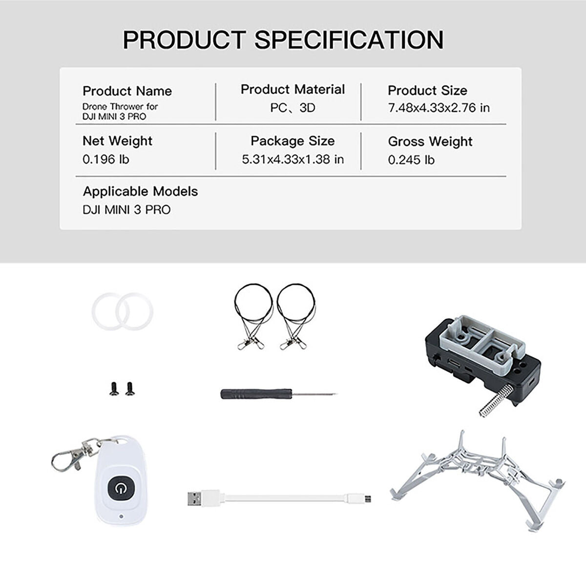 Drone Light Dropper Remote Control Dropper Light Thrower for Mini 3 Pro