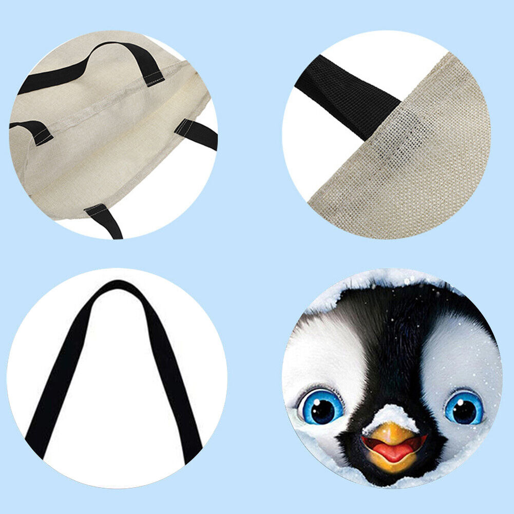 Penguin Printed Shoulder Shopping Bag Casual Large Tote Handbag (40*40cm)