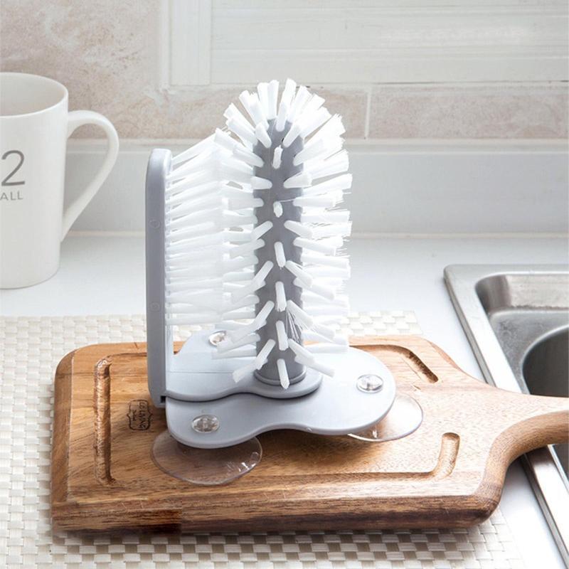 Wall Suction Cleaning Cup Brush 2 in 1 Lazy Thermos Bottle Glass Cleaner