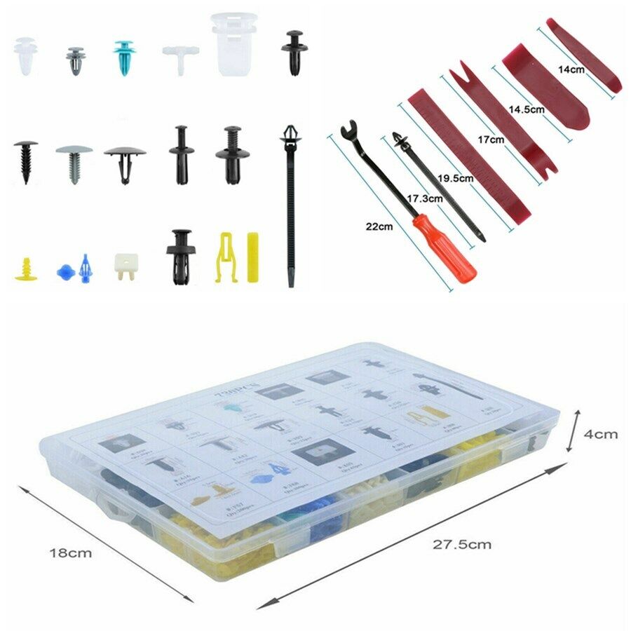 Mixed Car Bumper Panel Fender Retainer Push Rivet Fastener Clips Tool Kit