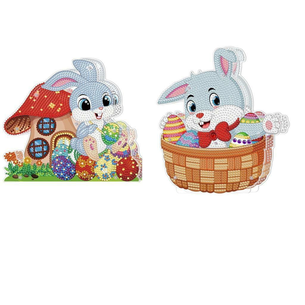 2Pcs 5D DIY  Easter  with LED Lights Diamond Drawing