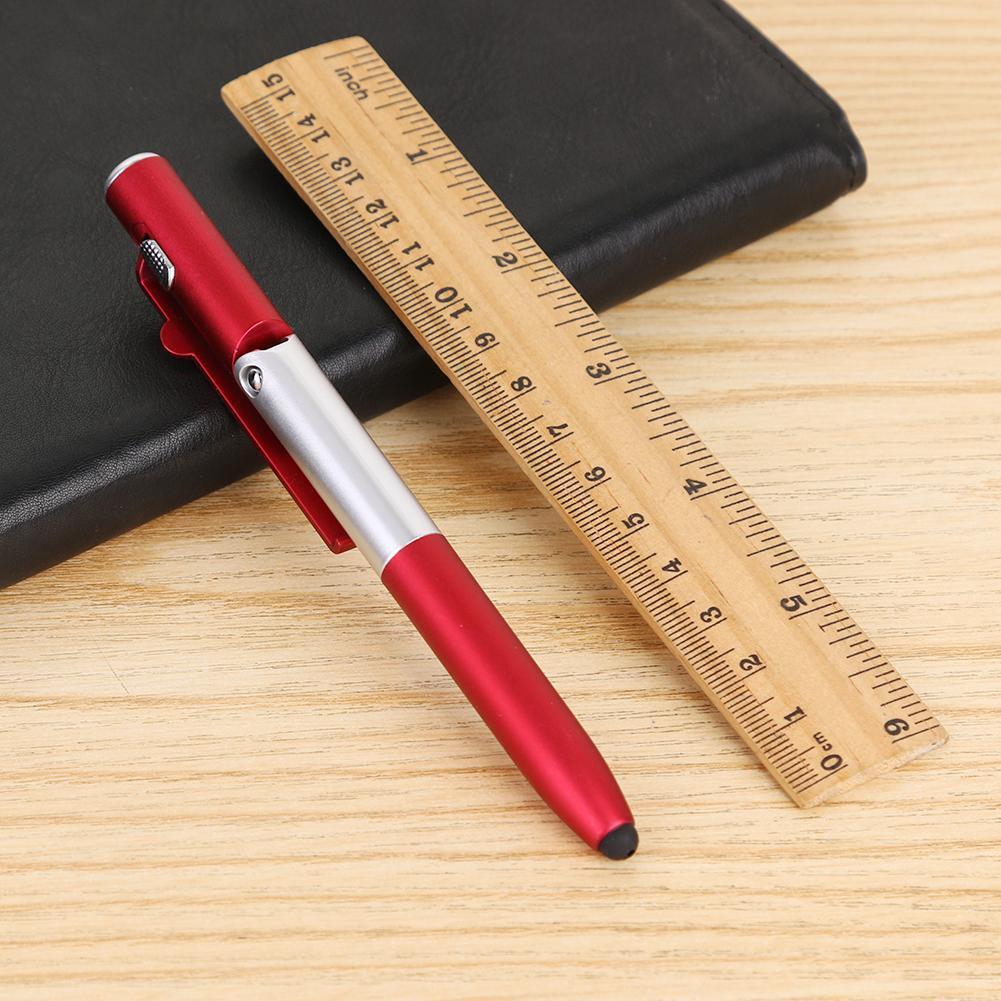 Multifunction Ballpoint Pen Folding LED Light Mobile Phone Stand Pen (Red