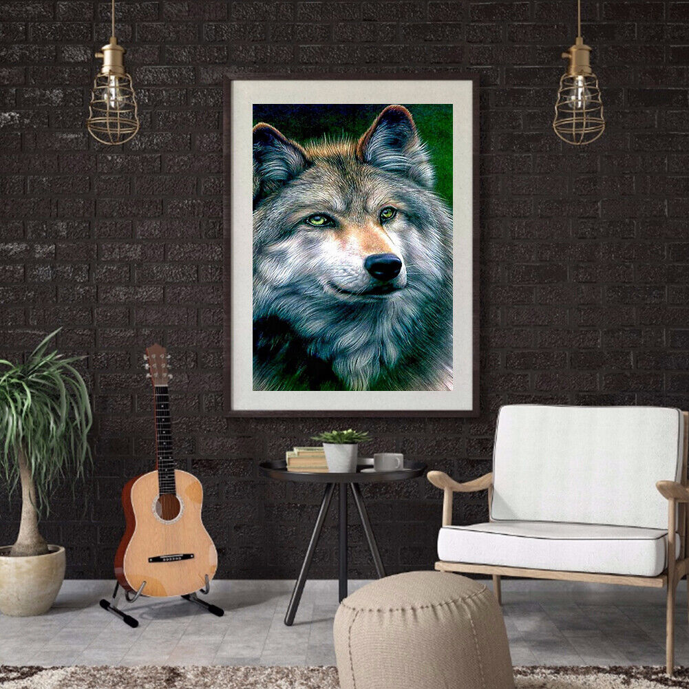 Color Wolf Animal Drawing DIY Full Round Diamond Painting Kit Room Decor