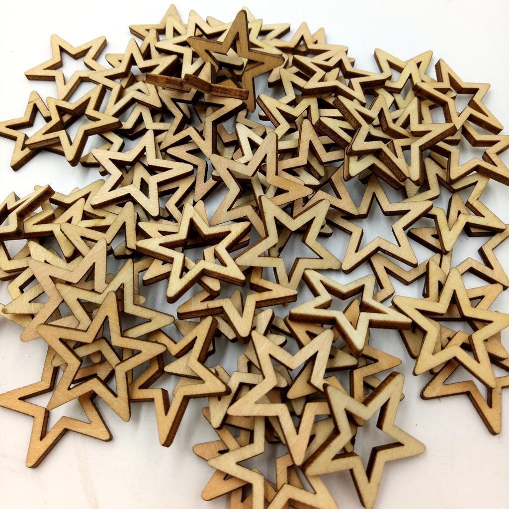 75 Pieces Unfinished Hollow Star Shape Wooden Embellishments 30 / 50mm