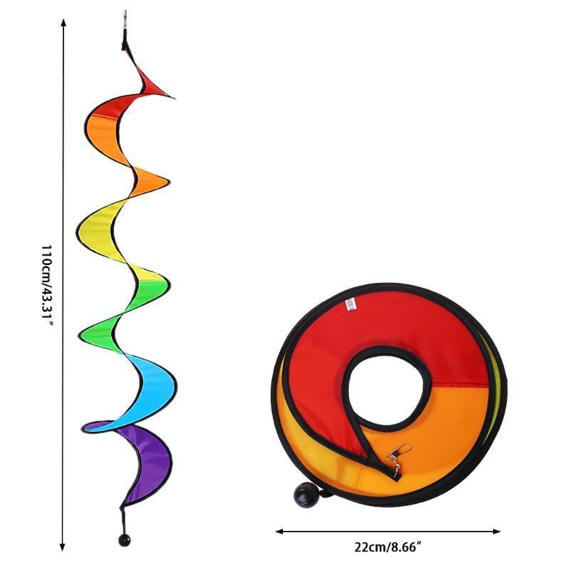 Colorful Foldable Rainbow Spiral Windmills Home Garden Camping Tents Decorations