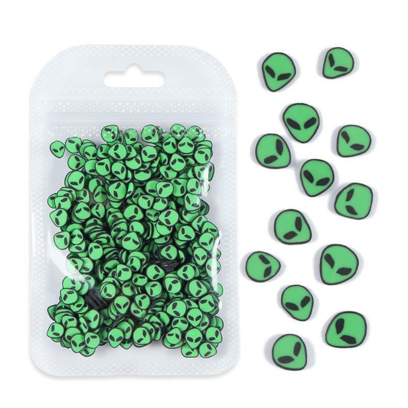 Alien Soft Pottery Pieces Green Flat Shiny Nail Jewelry for Nail Art DIY Crafts