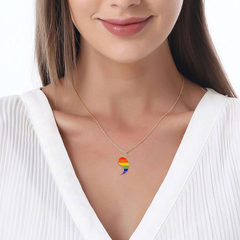 Colourful Yin Yang Pendant Necklace for Men Women Puzzle Charm Necklace