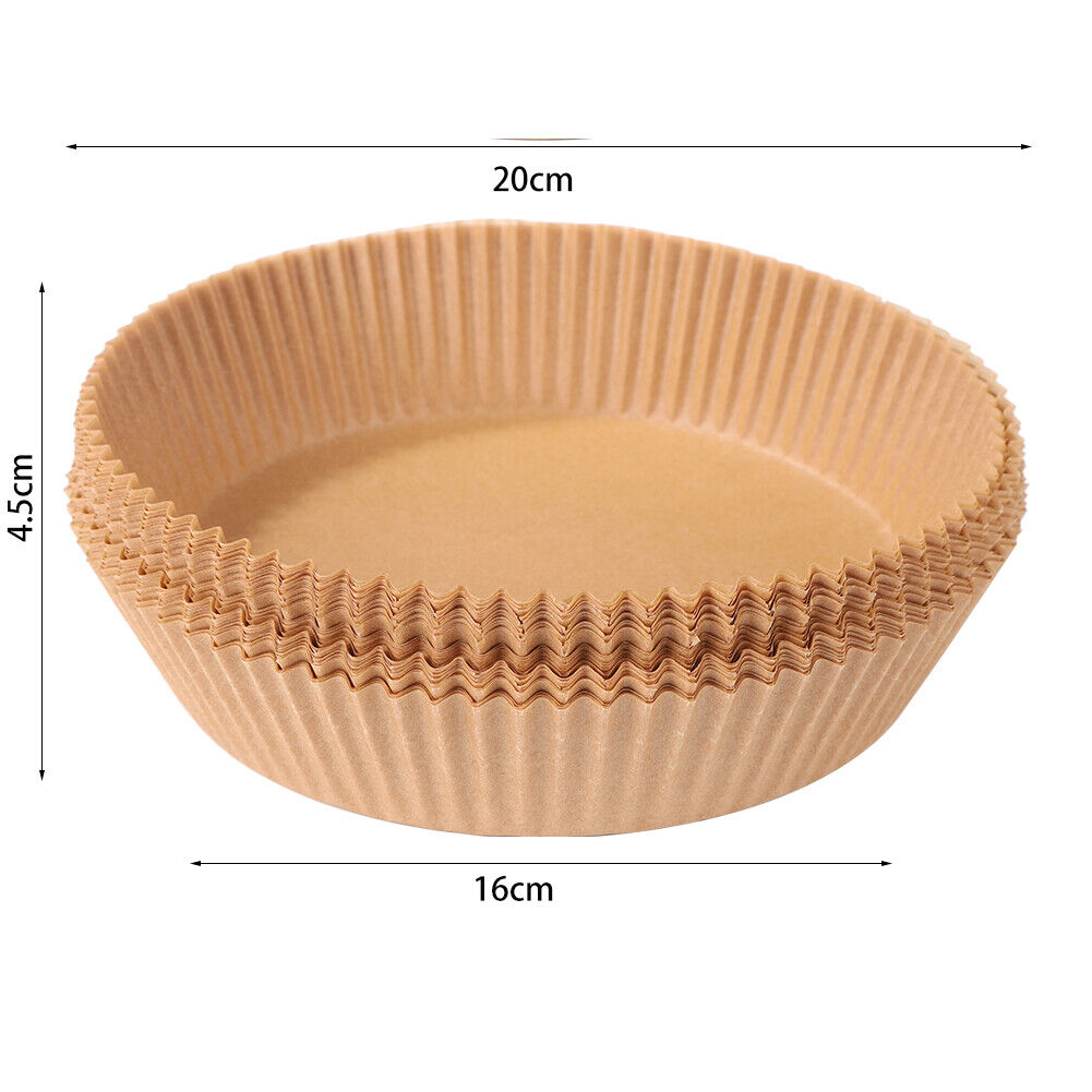 100x Air Fryer Disposable Paper Liner Steaming Wood Pulp Baking Mat (Beige)
