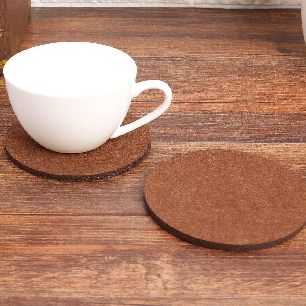 10pcs Round Felt Cup Mats Coasters Heat Resistant Coffee Tea Pad (D Brown)