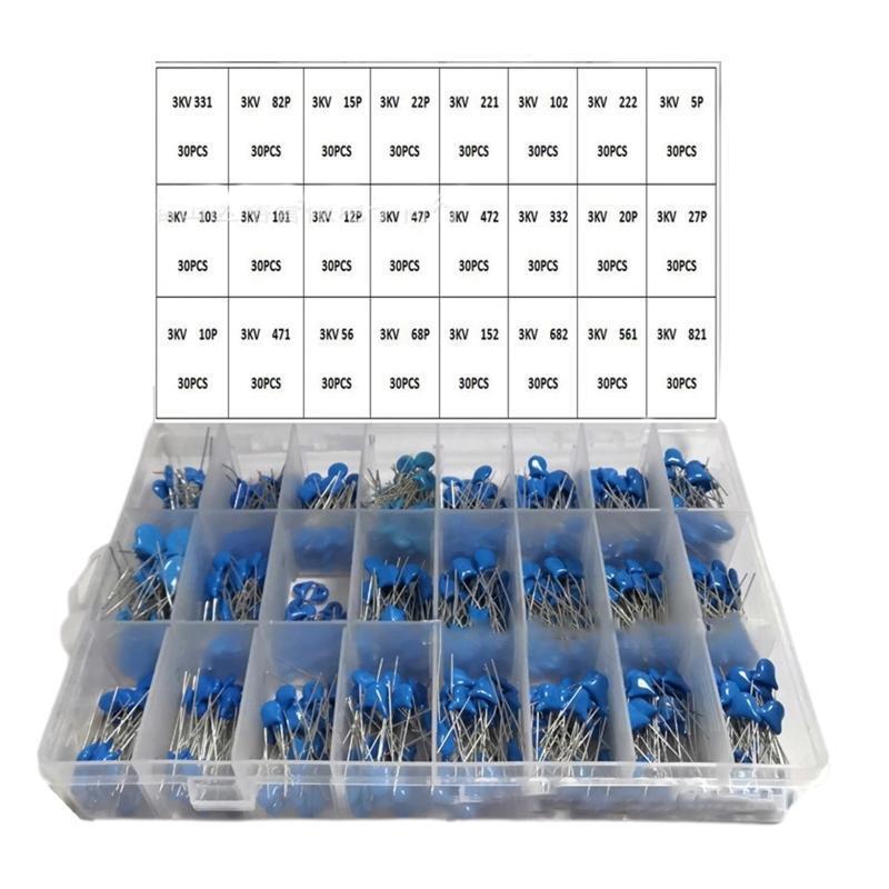 Ceramic Capacitor Assorted Kit 24 Values 5PF-821PF with Box 3KV 3000V 720PCS